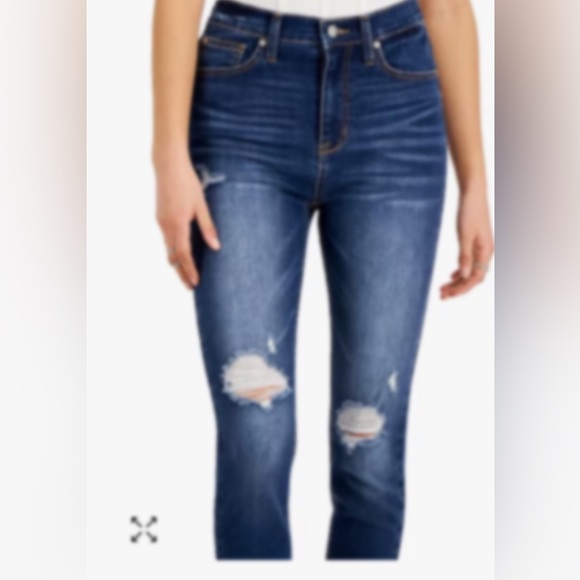 Celebrity Pink, Hi-Rise The Spice, Med Wash Distressed Skinny Jeans W/Raw Hem - Picture 3 of 15